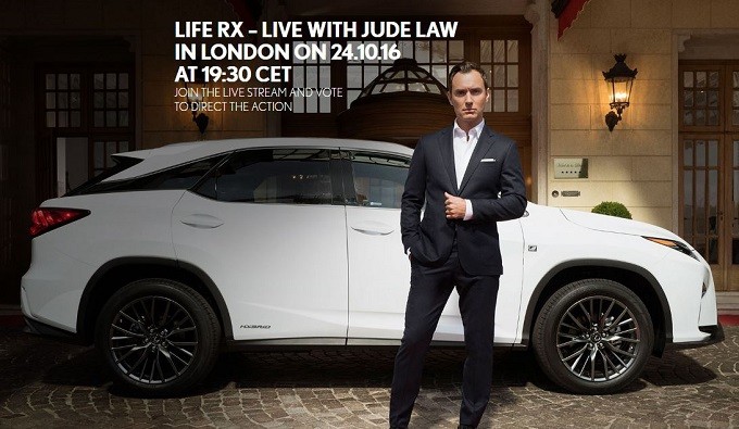 Lexus позволит любому желающему «управлять» актером Джудом Лоу