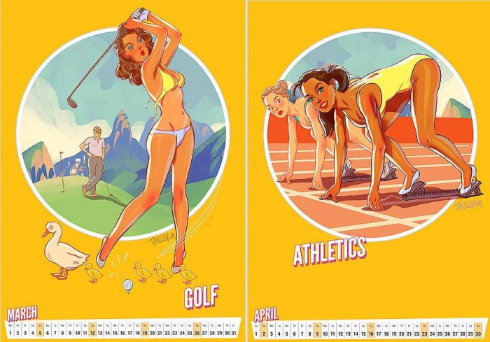 Олимпийский календарь в стиле пин-ап
