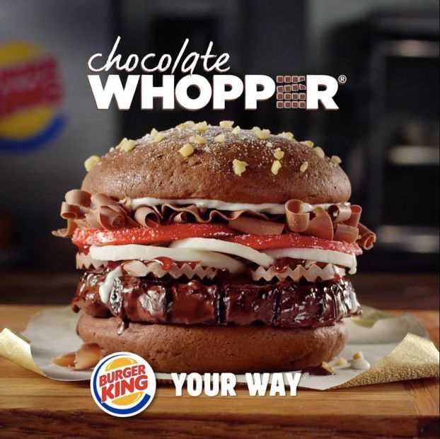 Burger King представил «шоколадный воппер» к 1 апреля.