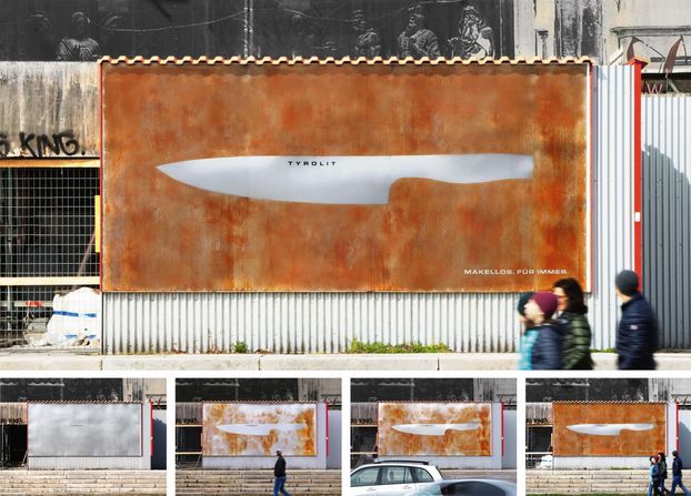Производитель ножей прорекламировал продукт с помощью ржавого билборда