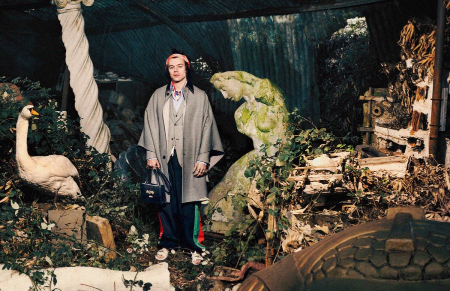Гарри Стайлз позирует в окружении произведений искусства в рекламе Gucci