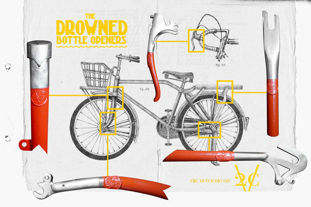 Бренд джина создал открывалки для бутылок из затонувших велосипедов